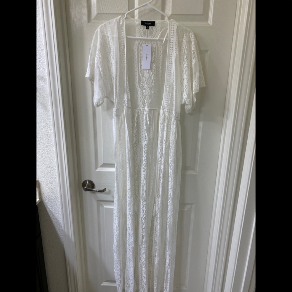 White Lace Swim Duster
